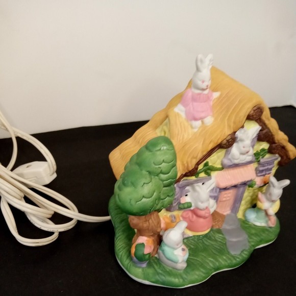NCL‎ Easter Rabbit House East Holiday Decoration Ceramic China working light - Picture 5 of 10